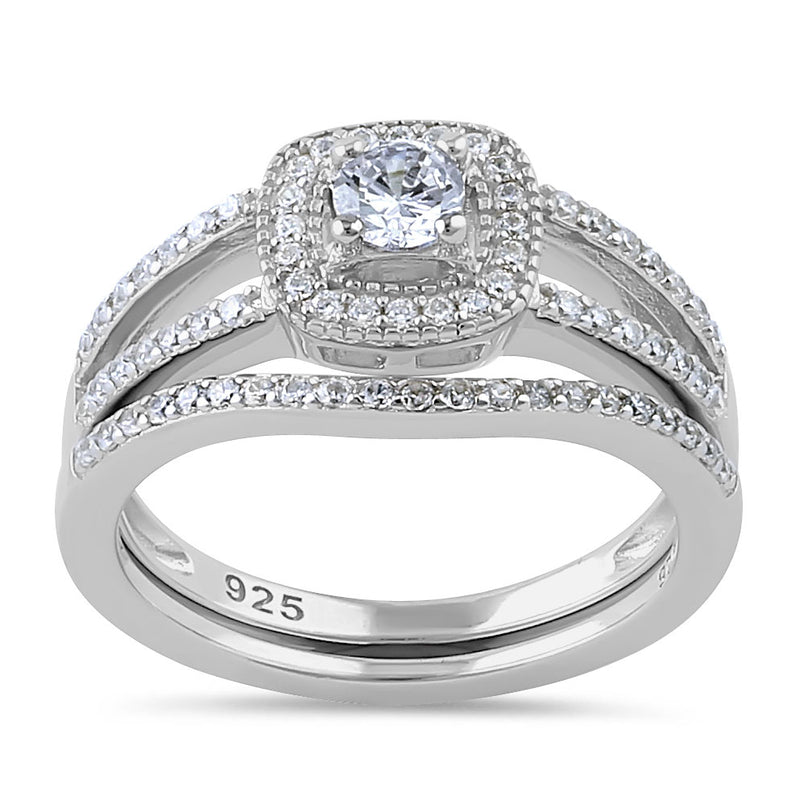 Sterling Silver CZ Wedding Set Ring