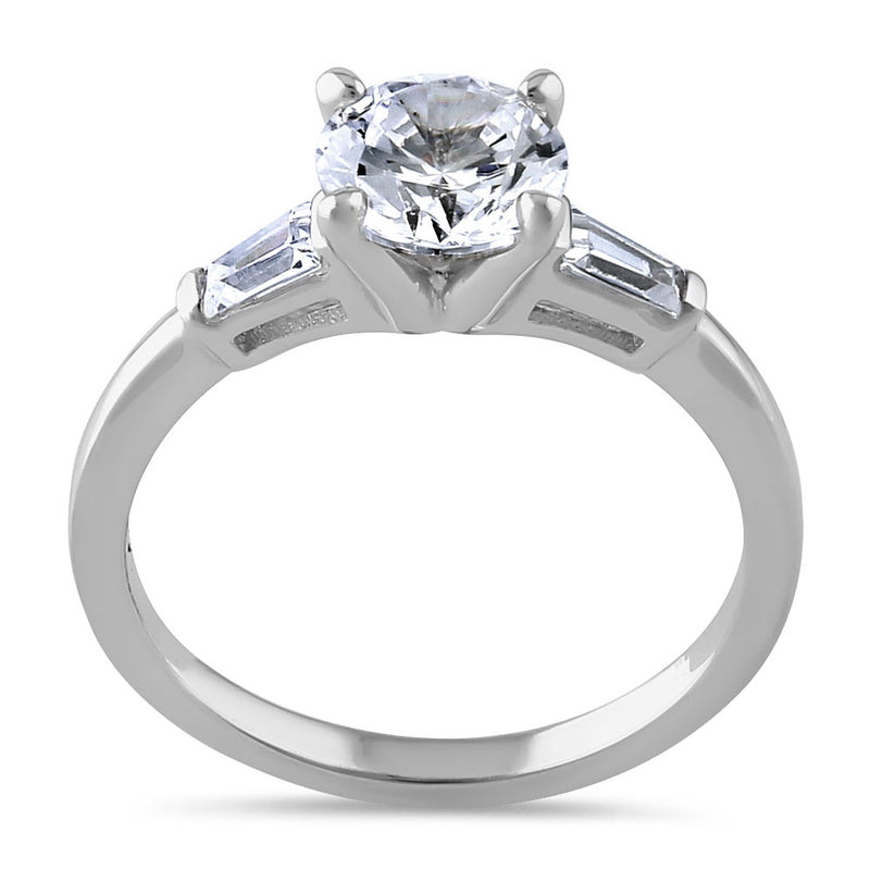 Sterling Silver Engagement Baguette CZ Ring