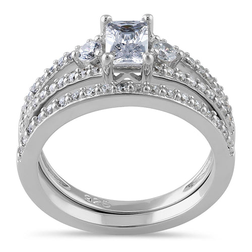 Sterling Silver CZ Wedding Set Ring