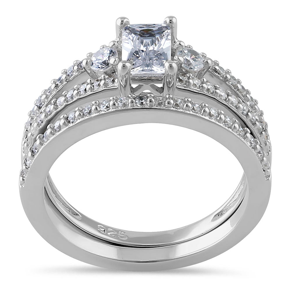 Sterling Silver CZ Wedding Set Ring