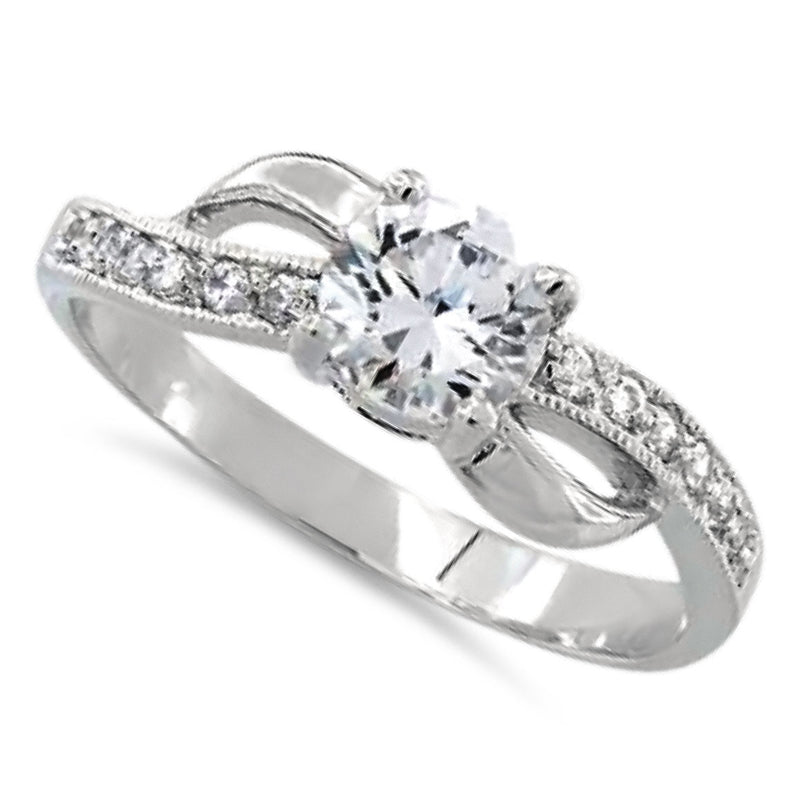 Sterling Silver Clear CZ Engagement Ring