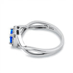 Sterling Silver Square Blue Lab Opal CZ Ring