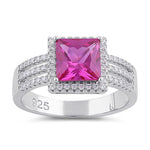 Sterling Silver Princess-Cut Pink CZ Ring