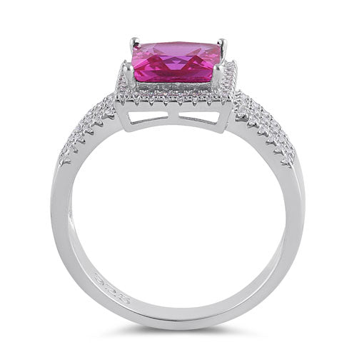 Sterling Silver Princess-Cut Pink CZ Ring