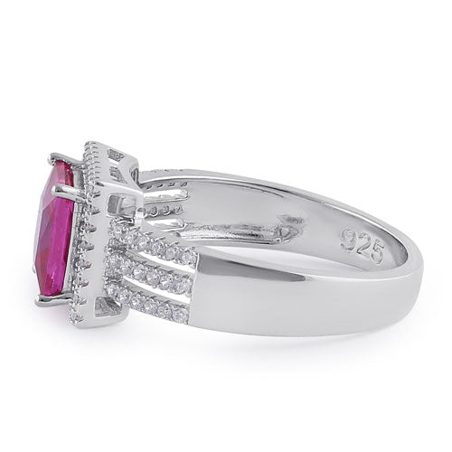 Sterling Silver Princess-Cut Pink CZ Ring