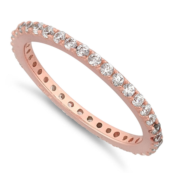 Sterling Silver Rose Gold Stackable Eternity CZ Ring