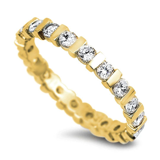 Yellow Gold Plated Stackable Eternity CZ Ring