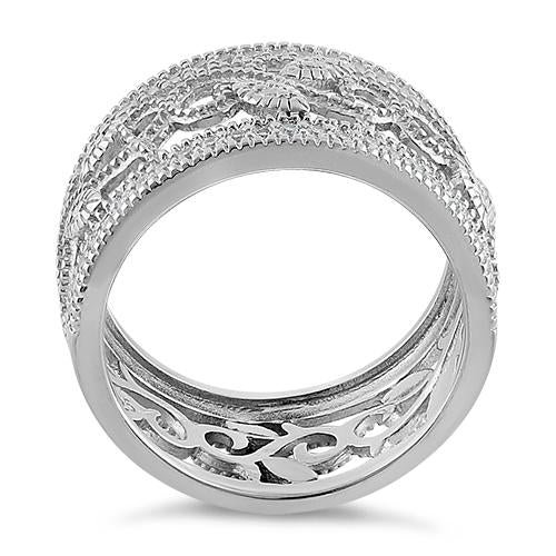 Sterling Silver Vine Cage Pave CZ Ring
