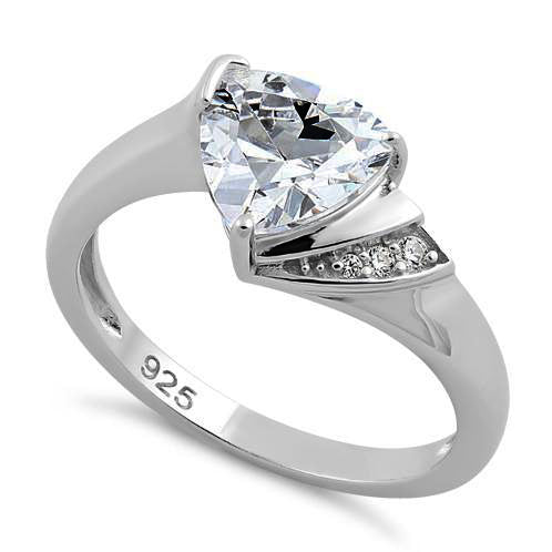 Sterling Silver Elegant Trillion Cut Clear CZ Ring