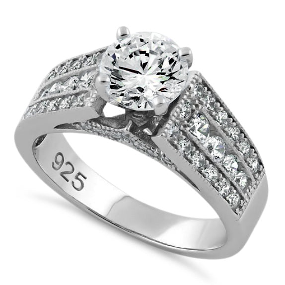 Sterling Silver Elegant Engagement CZ Ring