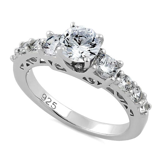 Sterling Silver Graduated CZ Ring