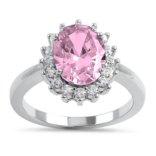 Sterling Silver Pink Oval CZ Ring