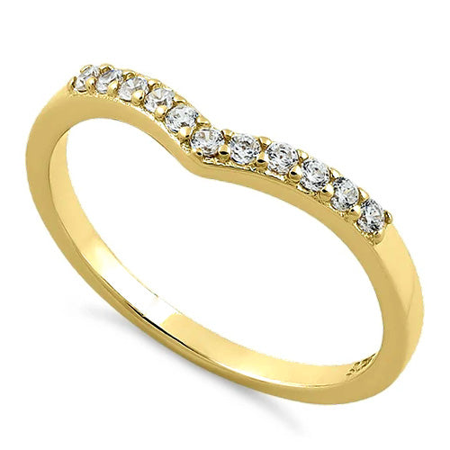 Yellow Gold Plated Pointed V CZ Ring