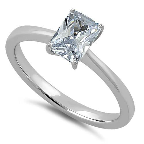 Sterling Silver Clear Radiant Cut CZ Ring