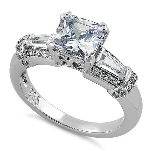Sterling Silver Engagement Princess Cut CZ Ring