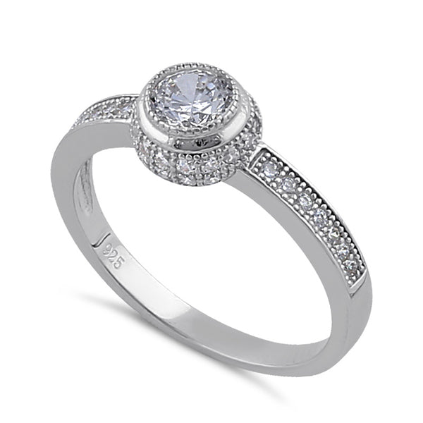 Sterling Silver Circular Halo Engagement Ring
