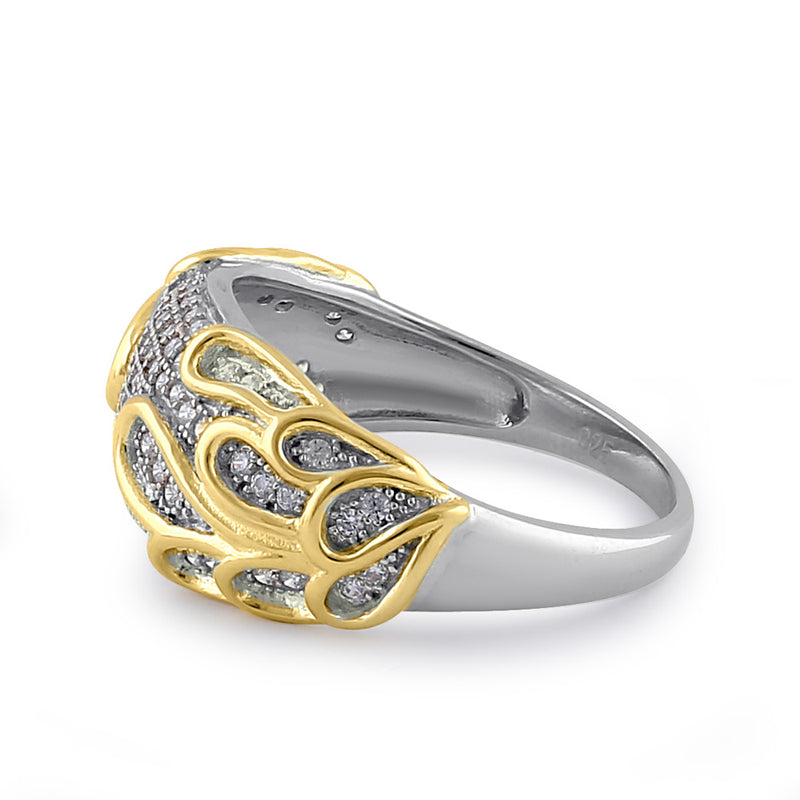 Sterling Silver Elegant Yellow Gold Plated Curved Wrap Ring