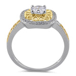 Sterling Silver Two-Tone Heart Engagement Ring