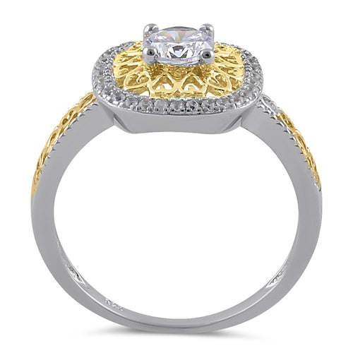 Sterling Silver Two-Tone Heart Engagement Ring