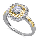 Sterling Silver Two-Tone Heart Engagement Ring