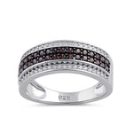 Sterling Silver Brown and Clear CZ Band Ring