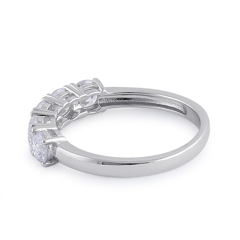 Sterling Silver Clear Round CZ Half Eternity Ring