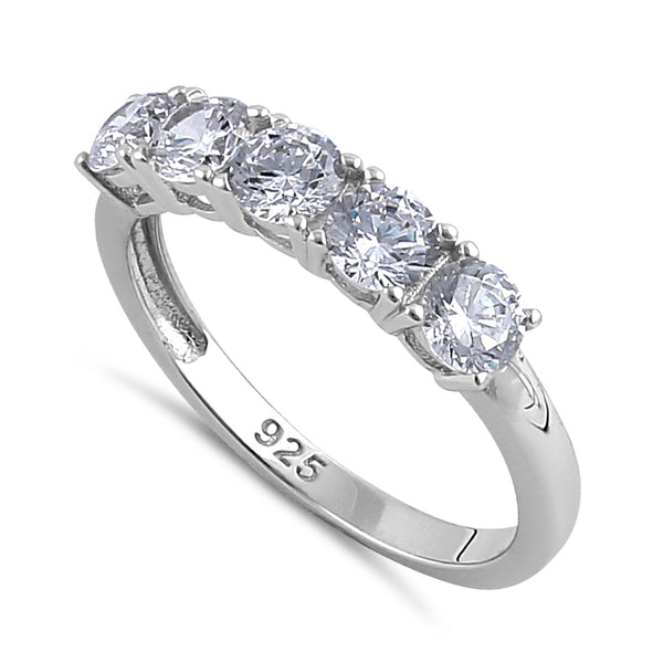 Sterling Silver Clear Round CZ Half Eternity Ring