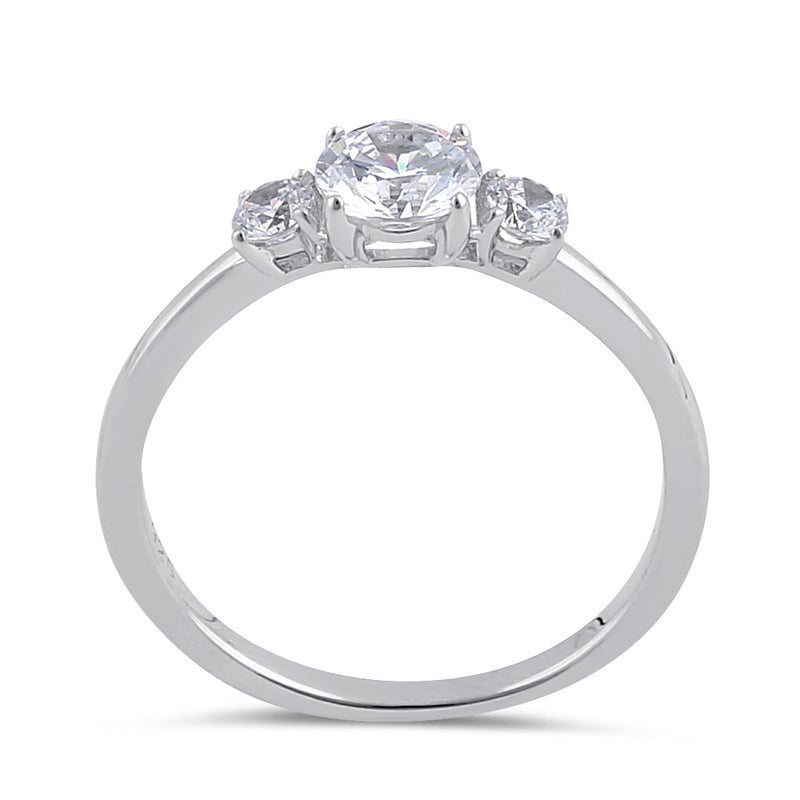 Sterling Silver Clear CZ Modern Engagement Ring