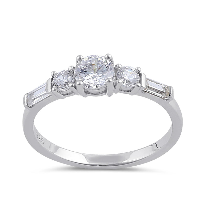 Sterling Silver Clear CZ Classy Engagement Ring