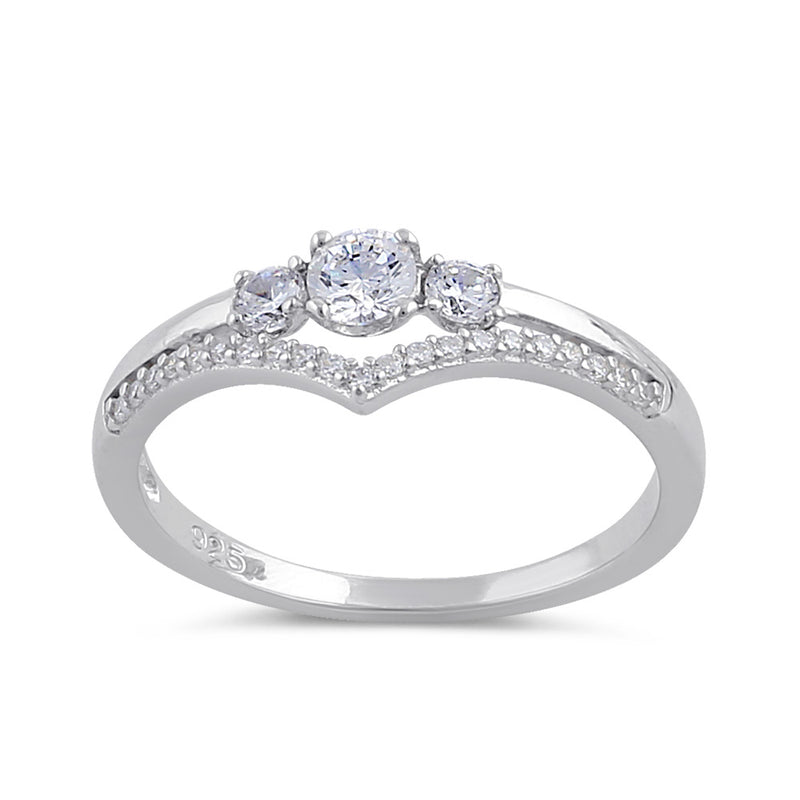 Sterling Silver Clear CZ Trendy Engagement Ring