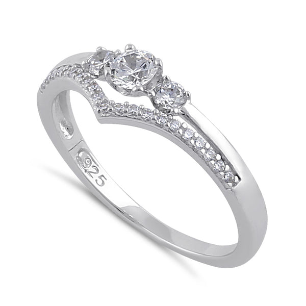 Sterling Silver Clear CZ Trendy Engagement Ring