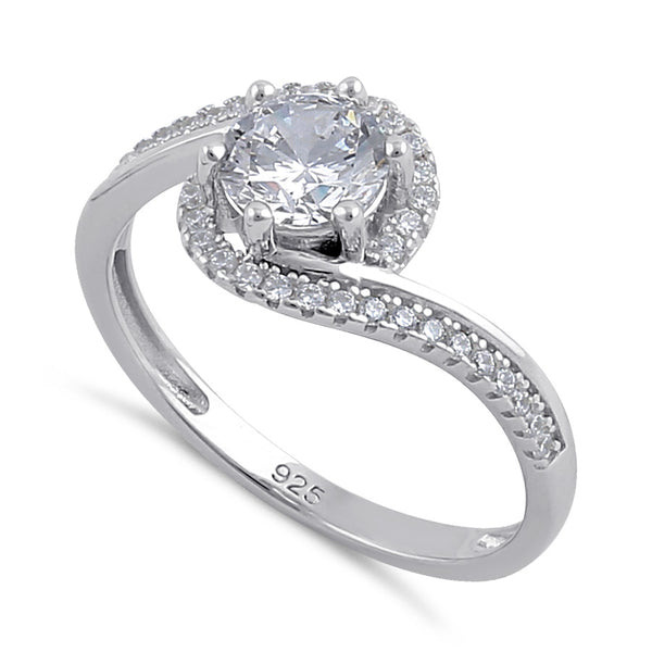 Sterling Silver Clear CZ Circular Engagement Ring