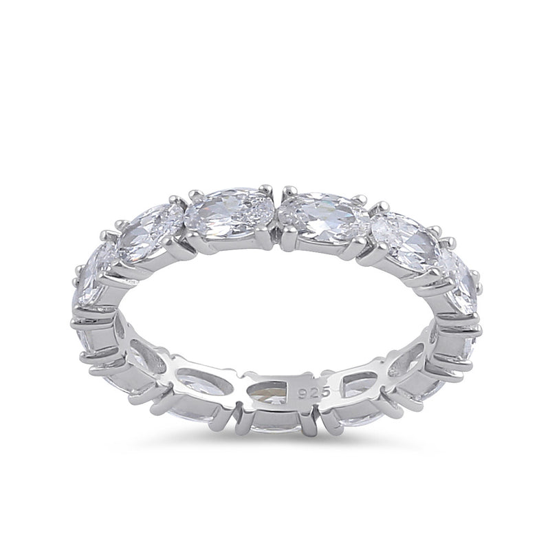 Sterling Silver Clear Oval CZ Stackable Ring