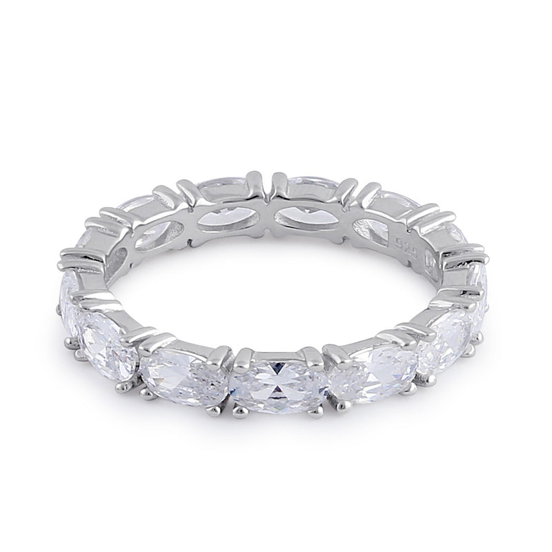 Sterling Silver Clear Oval CZ Stackable Ring