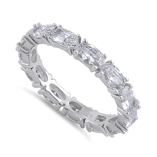 Sterling Silver Clear Oval CZ Stackable Ring