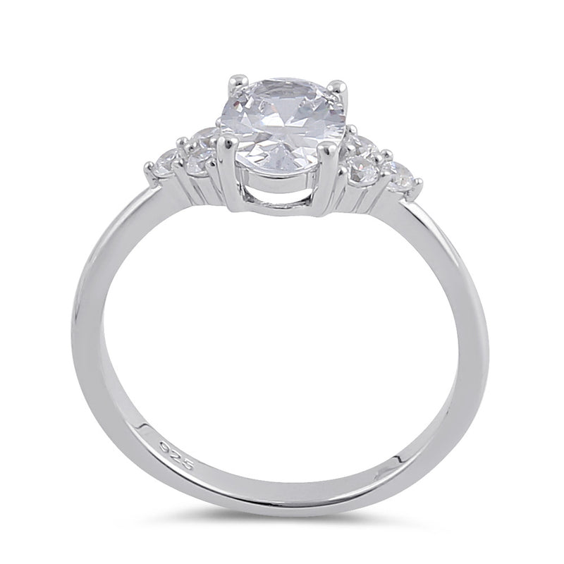 Sterling Silver Clear Oval CZ Engagement Ring