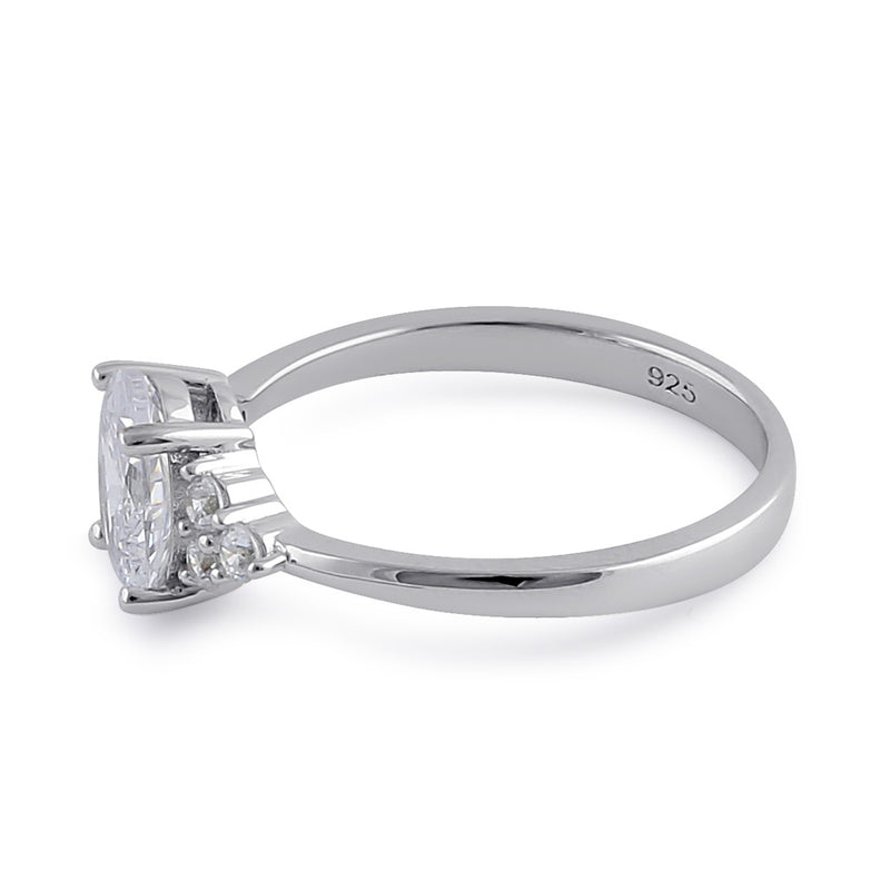 Sterling Silver Clear Oval CZ Engagement Ring