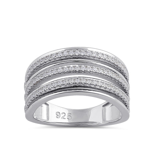 Sterling Silver Clear CZ Layered Ring