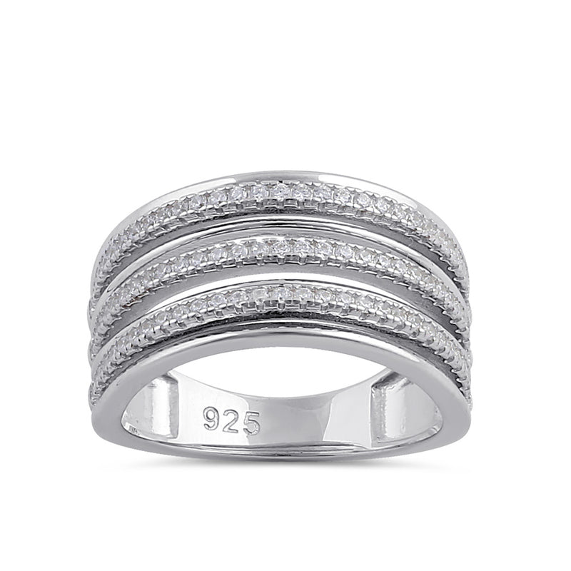 Sterling Silver Clear CZ Layered Ring