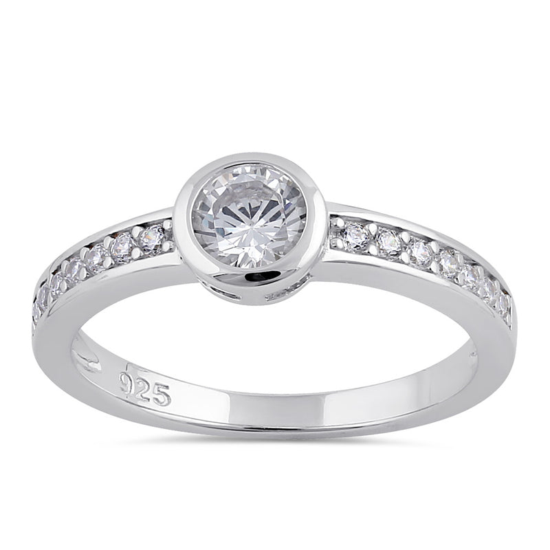 Sterling Silver Clear CZ Round Engagement Ring