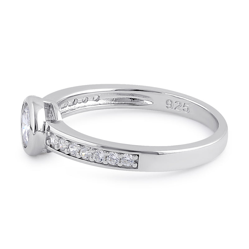 Sterling Silver Clear CZ Round Engagement Ring