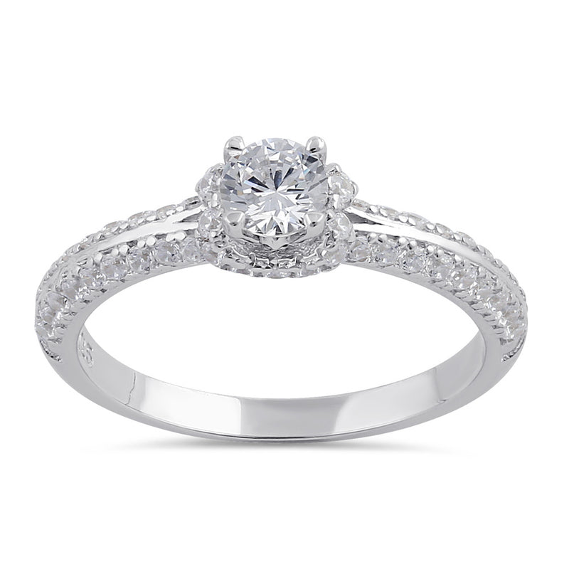Sterling Silver Clear CZ Classy Engagement Ring