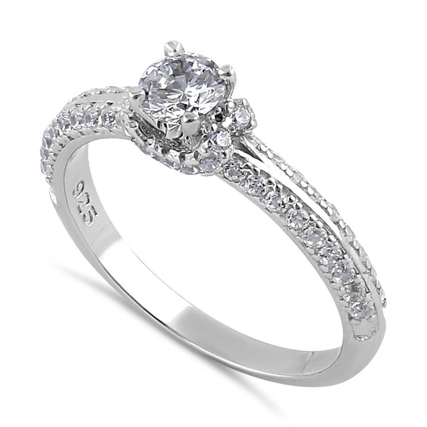 Sterling Silver Clear CZ Classy Engagement Ring