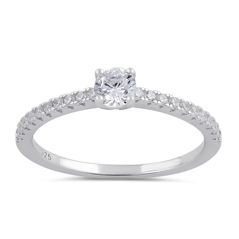 Sterling Silver Clear CZ Dainty Engagement Ring