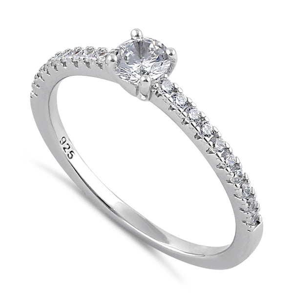 Sterling Silver Clear CZ Dainty Engagement Ring