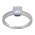 Sterling Silver Clear and Spinel CZ Engagement Ring