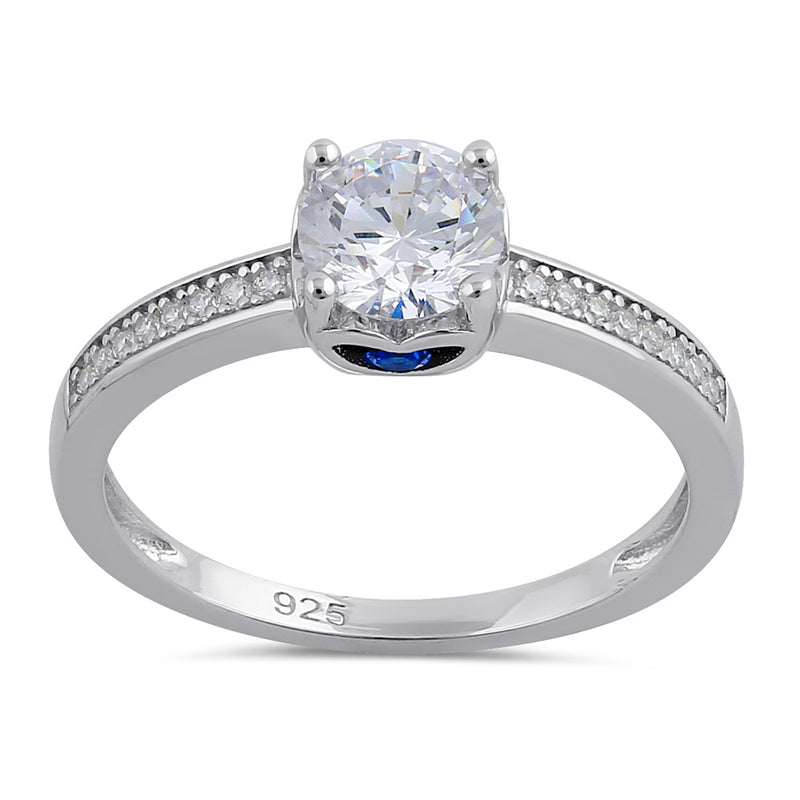 Sterling Silver Clear and Spinel CZ Engagement Ring