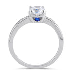 Sterling Silver Clear and Spinel CZ Engagement Ring
