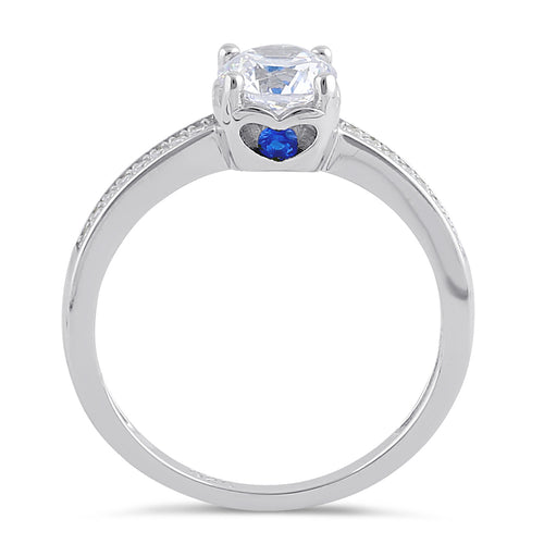 Sterling Silver Clear and Spinel CZ Engagement Ring