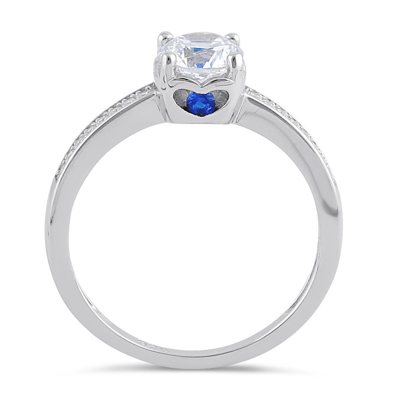 Sterling Silver Clear and Spinel CZ Engagement Ring